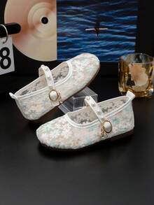 1 Paio di scarpe piatte in stile principessa con ricamo in perle e rete, adatte per compleanni, matrimoni, occasioni formali, feste, esibizioni sul palco e momenti memorabili. Applicabile per scarpe da ragazza, sandali da ragazza, scarpe da studente, scarpe per bambini, scarpe da damigella. - Beige - Visualizzare 5
