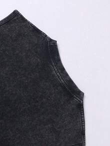 Disney Donald Duck Energetic WORK TIME 230GSM Vintage Washed Streetwear Reversible Casual Tank Top - màu đen - Xem 2