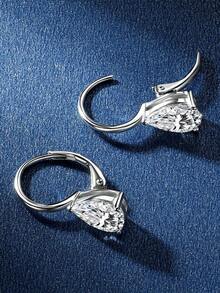 XUJIA 1 Pair Women's Minimalist 925 Sterling Silver Moissanite Earrings, 6x9mm*2pcs Pear Cut Moissanite Earrings, Elegant Teardrop Earrings, Wedding Bride Anniversary Gift - EMO-680 - View 7