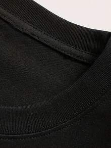 Girls & Teenagers Students Casual Printed Black Crew Neck Short Sleeve T-Shirt Top, Summer - 黑色2 - 查看 6