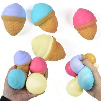 TPR Colorful Ice Cream Shaped Desktop Stress Relief Toy, Slow Rebound Decompression Toy