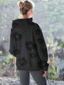 Floral Sweatshirt - Đen / Đen - Xem 4