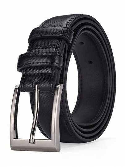 Men's Belt-Classic Black, Fashion Luxury Business Casual Style, Alloy Buckle, Suitable For Jeans And Work - Perfect Gift For Dad Or Husband, Single Pin Buckle, Formal Belt