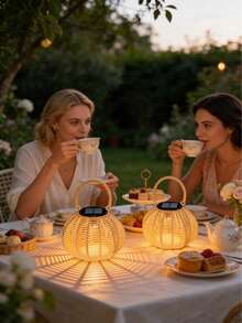 2PCS Boho Solar Lantern, Hanging Rattan Light, IP65 Waterproof, For Garden, Patio, Wedding Backdrop, Festival Lighting - 星星 - 查看 10