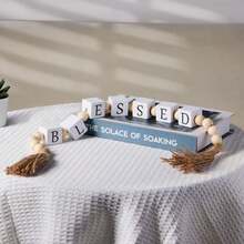 58cm (22.8in) HOME Wooden Bead Tassel Garland, Square Letter Wooden Beads Home Decor, Vintage Tassel Wooden Bead Decoration For Tray, Coffee Table, Christmas, Valentine's Day, New Year, Housewarming Gift - 1 String - View 10