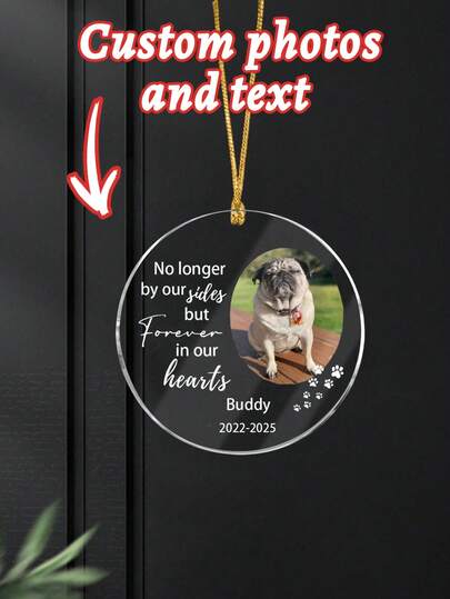 1pc Custom Acrylic Pet Memorial Photo Ornament,Customized Personalized Dog, Loss Keepsake For Personalized Photo Name Date Dog,Sympathy Gift For Grieving Pet Owners,Very Suitable Gift For Pet Owners Lovers