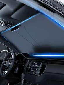 1pc Foldable Car Windshield Sunshade, Titanium Silver Color - Features UV Protection, Heat Resistant And Easy Installation, Maximizing In-Car Comfort - Excellent Choice For Summer Driving! - Multicolor - View 2