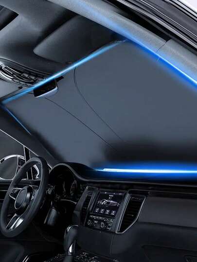 1件装可折叠汽车挡风玻璃遮阳帘，钛银色 - 具有防紫外线、耐热和易于安装的特点，最大限度地提高车内舒适度 - 夏季驾驶的绝佳选择！