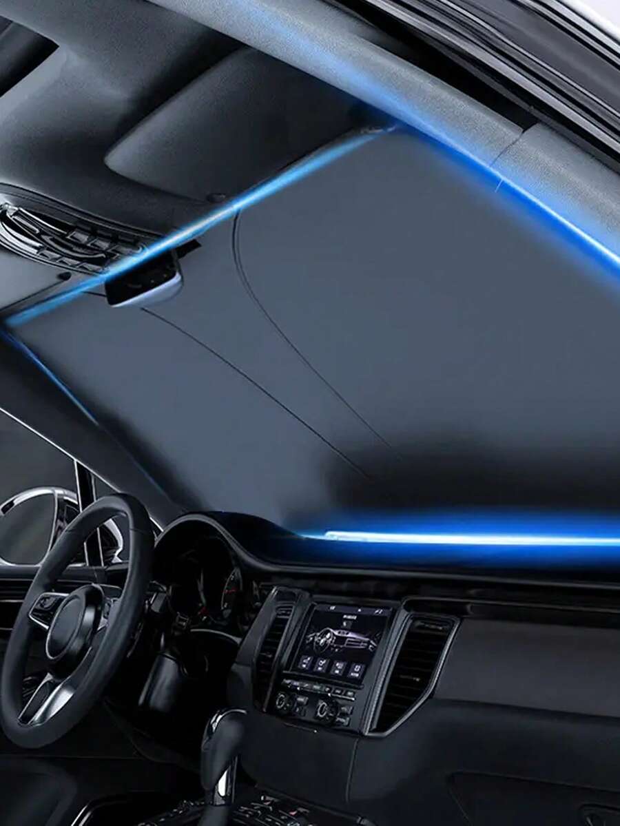 1pc Foldable Car Windshield Sunshade, Titanium Silver Color - Features UV Protection, Heat Resistant And Easy Installation, Maximizing In-Car Comfort - Excellent Choice For Summer Driving!