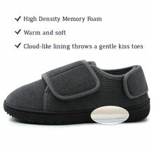 Mens Slippers With Memory Foam Comfy Adjustable Indoor Outdoor House Slippers For Men - Grey - View 4