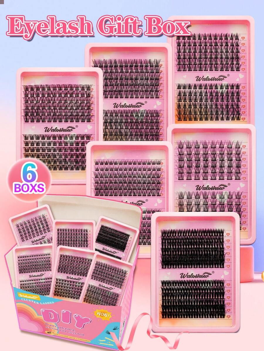 Waloshow 6片DIY假睫毛簇,10-16毫米,自然妆效,浓密纤长,超级柔软轻盈,可重复使用,单节假睫毛,睫毛嫁接套装,适合初学者,旅行、日常佩戴、婚礼、约会、派对、节日等场合,也是圣诞节/万圣节/送礼佳品。 - D - 查看 1
