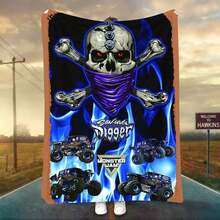 1PC 3D Monster Jam Monster Truck Cartoon Blanket, Edgy Gift For Motorsports Fans, Themed Man Cave Decor, Retro Sci-Fi Party Accent & Race Day Souvenir,Soft Throw Blanket For Home Bedroom Bed Sofa Picnic Travel Office Cover Blanket, Multiple Sizes 50x60 To 60x80 Inches - Nhiều màu 30 - Xem 11