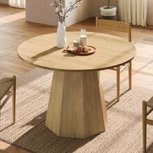 Round Dining Table, 120 X 120 Cm, Ideal For 4 To 6 People, Classic Design, Minimalist Scandinavian Style, Oak Finish - Black - View 1