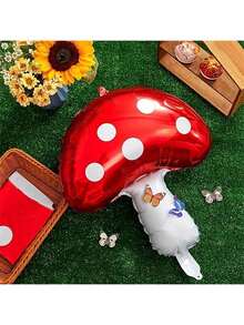 1/3/6/12pcs Mushroom Foil Balloons, Mushroom Birthday Decor, Fun Mushroom Party Decorations, Cute Mushroom Balloons, Forest Plant Theme Balloons, Poisonous Mushroom, 1st Birthday Decor, Fun Balloons, Balloons, Easter Balloons, Fairy Party - Red - View 5