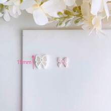 可重复使用的3D蝴蝶结造型聚合物粘土切割器套装，可爱手工工艺材料，适用于耳环和珠宝制作，塑料材质 - 白色 - 查看 16