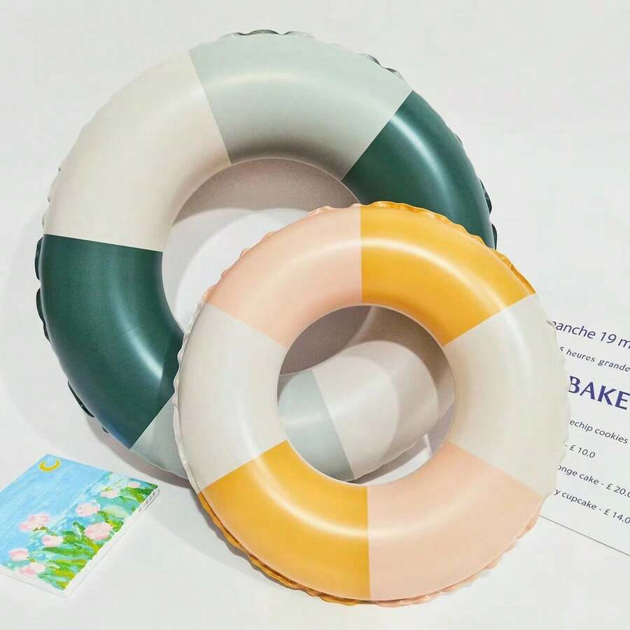 1PC Adult And Children's Colour-Block Inflatable Swimming Ring Baby Underarm Ring Popular Summer Beach Retro Thickened Inflatable Swim Ring Life-Saving Ring - Multicolor - View 1