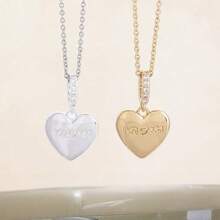 1pc Mom Heart Pendant Necklace, Minimalist Design Unique Jewelry, Commuting Necklace - Multicolor - View 4