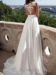Wedding Dress Sexy Lace Split Evening Dress Long Dress Vestidos Elegantes Formal Gowns For Women Evening Elegant Wedding Dresses Vestidos Largos - 白色 - 查看 2