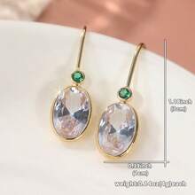 Fashionable Cubic Zirconia Dangle Earrings, Suitable For Girls' Party And Wedding, New Oval Drop Earrings, Women's Jewelry Gift - Gold - View 5