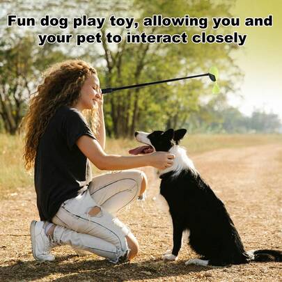 1pc Retractable Dog Ball Thrower With 3 Replacement Balls, Manual Dogs Fetch Toy Thrower Stick, Extendable Dog Toy Ball Launcher For Small Medium Dogs Interactive Outdoor Play Training (Black)