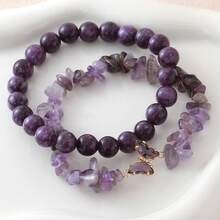 2 Sets Bracelet Jewelry Set - Natural Gemstone Butterfly Pendant - Crystal Necklace - Healing Stones Suitable For Women And Men - Purple - View 8