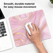 Tấm lót chuột bằng kính, họa tiết vân đá cẩm thạch vàng hồng, bề mặt kính mịn, điều khiển chính xác và bền bỉ, tấm lót chuột cứng đa năng phù hợp cho chơi game và văn phòng, trang trí bàn làm việc. - Xem 7