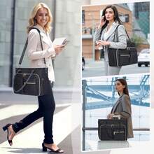 Teacher's Briefcase 15.6-Inch Laptop Bag (Approx. 39.6 Cm) Work Bag Laptop Case Nurse's Bag Professional Laptop Messenger Bag With Insulated Pocket Laptop Briefcase Suitable For Office, University, Nursing, Teal - 黑色 - 查看 6