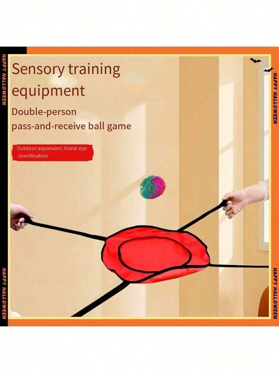 1pc Dual-Player Toss Ball Sensory Integration Training Equipment, Bouncy Hoop, Outdoor Use - Multicolor - View 1