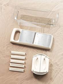 New Upgraded Multi-Function Vegetable Chopper Mandoline Slicer Set - Manual Food Chopper/Grinder With Container, Handheld Onion Chopper With Interchangeable Blades, ABS Plastic Kitchen Tool, Suitable For Home Use - White - View 12