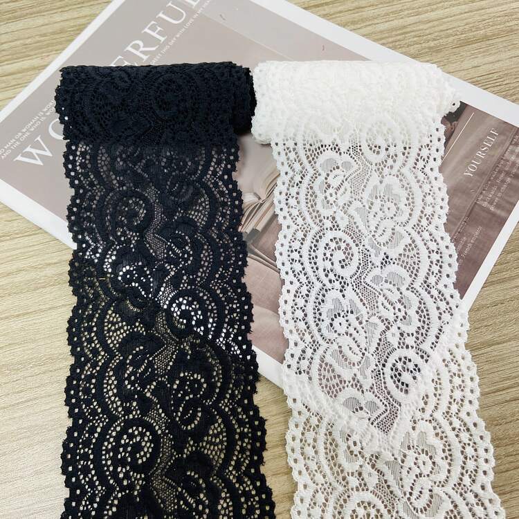 3.94 Inch Wide Black & White Retro Lace Trim, Clothing Sewing Accessory For DIY, Can Be Used For Skirt Hem/Cuff/Collar Decoration, Available In 20/15/10/5/3/1 Yard Lengths, Suitable For Scrapbooking & Crafts - Multicolor - View 4