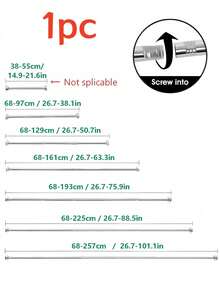 1pc Adjustable Stainless Steel Single-Sided Telescopic Rod, Multi-Section Modular Easy Installation, Suitable For Bathroom Shower Curtain Metal Tension Rod, Also Suitable For Wardrobe Hooks, Door And Window - Multicolor - View 20