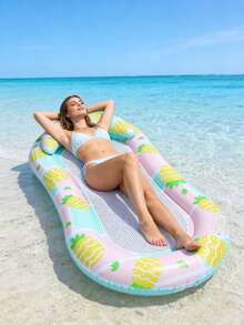 1pc Inflatable Water Lounger, Strawberry & Pineapple Design, Mesh Structure, With Pillow, PVC Material, Suitable For Water Activities, Pool, Beach, Theme Party, Inflatable Water Float, Requires Separate Air Pump Purchase - Fruit Mesh Recliner - View 9