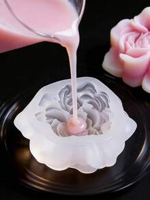 Handmade 3D Buttercup Ranunculus Shape Silicone Mold Austin Rose Flower Blossom Aromatherapy Candle Soap Gypsum Mold DIY Home Fragrance Stone Crystal Epoxy Resin Drip Glue Mold Floral Design Gifts Plaster Crafts Durable Decor Mold - White Silicone Mold - View 5