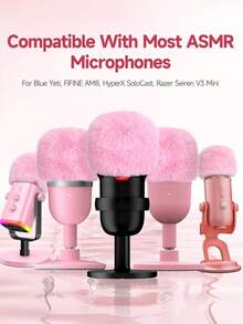 Blue Ye Ti Pop Filter - Microphone Cover, Furry Wind Muff, Mic Windscreen For SoloCast | Ye Ti | Nano | Fifine AM8 | Seiren / V3 Mini And More USB Mics, Pink - one-size - View 2