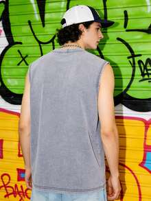 Disney Duck Print Pattern 230g Repeat Washed Water Streetwear T-Shirt, Casual Streetwear, Suitable For Both Men And Women - 灰色 - 查看 2