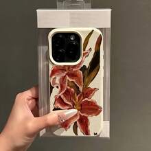 1 chiếc ốp lưng điện thoại bằng da màu trắng, kiểu dáng tối giản, cá nhân hóa, họa tiết hoa ly vẽ bằng sơn dầu, tương thích với iPhone 16 Pro Max, 17/16/15/14 Plus, 13/12/11, Air, Series, phiên bản quốc tế, không phải phiên bản nội địa. - Nhiều màu - Xem 3