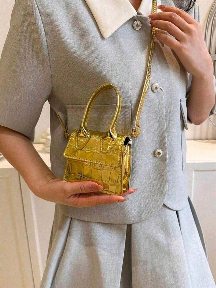 Fashionable Solid Color Woven Casual College Style Elegant Women Handbag