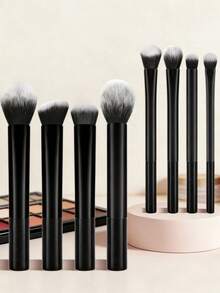8件套专业化妆刷套装，高品质散粉刷、腮红刷、修容刷、眼影刷、高光刷，哑光黑色化妆刷，打造无瑕妆容 - 黑色 - 查看 6