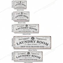 1pc Waterproof Non-Slip Laundry Room Rug - Machine Washable Farmhouse Carpet For Kitchen, Bath, And Washroom - White Letter Strip - View 7