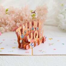 1pc 3D Pop-Up Birthday Card, Bouquet Thank You Greeting Card - Unique Paper Sculpture Design, Creative Thank You Gift, Blessing Message, Artistic Card For Special Occasions - Multicolor - View 3