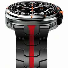 Metal Band Compatible With Samsung Galaxy Watch 8/8Classic Ultra 47mm Men,Stainless Steel Replacement Strap - Black+Red - View 3