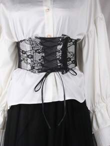 1件装女士暗黑时尚复古弹力束腰带，适合万圣节派对或日常穿着 - 黑色 - 查看 5