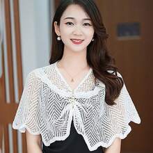 针织短款外套防晒披肩 女士夏季春季防晒斗篷蕾丝薄外套 - 多色 - 查看 13