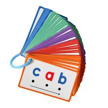 Lachilly 60张儿童英语CVC单词拼读学习卡片，短元音单词CVC入门拼读单词构建儿童学习玩具 - 彩色 - 查看 7