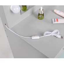 Jooli H White Dressing Table Set With LED Lighting Mirror, Cosmetic Table With 2 Large Drawers And Stool - Makeup Vanity Table Set - Bạc Xám - Xem 8
