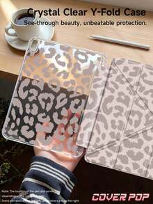 亮粉色豹纹双面亚克力透明水晶平板电脑保护套。兼容 iPad 11 (2025/10.9)/Air 4/5/6/7 (2025/10.2)/Pro 11/10/9.7/10.5 以及 Galaxy Tab。具备睡眠/唤醒功能和多角度可折叠支架。时尚简约的豹纹图案是日常平板电脑保护的理想之选，也是一份精美的礼物。 - 彩色 - 查看 3