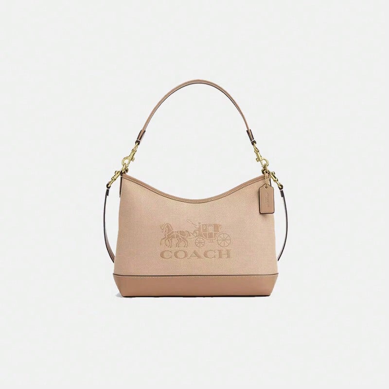 Coach CAK91IMLG6 Bolso grande de hombro/bandolera/mano para mujer, bolso hobo, bolso clásico de lona con monograma de lujo, de gran capacidad, duradero, fácil de cuidar, versátil y elegante, regalo perfecto para el Día de la Mujer/Día de la Diosa. - color té con leche - Ver 1