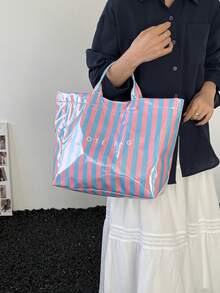 Túi tote thời trang phong cách sinh viên, dung tích lớn - Làm từ chất liệu PVC và giấy Kraft nhẹ, thiết kế khóa dán, kiểu dáng thời trang dành cho nữ. - Nhiều màu - Xem 2
