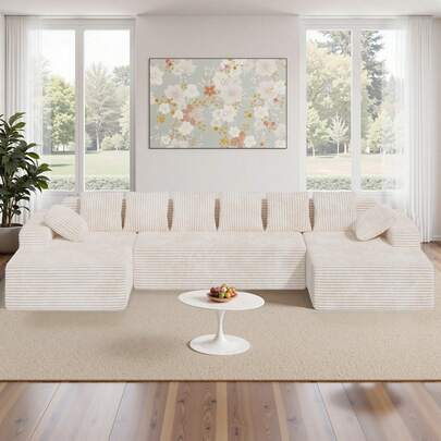 Nalupatio U-Shaped Modular Sectional Sofa Set, 540kg Heavy Duty Weight Capacity, Delivered In 3 Boxes, Ultra Soft Skin-Friendly Anti-Pilling Fabric, Smooth Touch Breathable Material, 72H Compression Recovery Memory Foam, Wide Armrest Ergonomic Design, Free Combination Modular System, Multi-Scenario Use For Living Room, Home Theater, Family Gatherings, Pet Friendly Easy Clean Fabric, Easy Assembly Corner Sofa