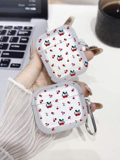 Cute Cherry Decorated Transparent Headphone Case For AirPods Pro2, Pro3, Pro, With Cherry Charm Protective Case, Suitable For AirPods 1/2 3 4
